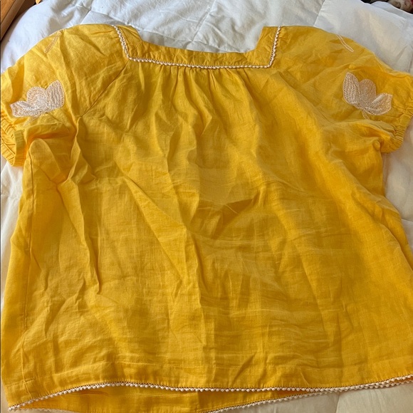 J. Crew Yellow Blouse with White Embroidery - Picture 6 of 6